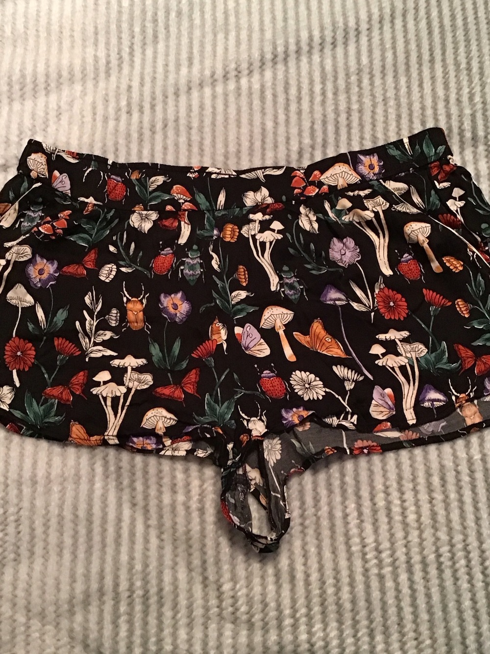 Anthropologie Black Floral Mushroom Print Lounge Shorts